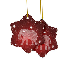 Load image into Gallery viewer, Red and White Elephant Ceramic Ornaments - 544a