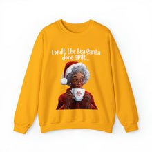Load image into Gallery viewer, Santa Spills The Tea Sweatshirt, Humourous Gift for Her, Christmas Gift for Her, Black Mrs Claus, Funny Christmas Sweatshirt - 496b
