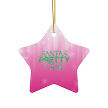 Load image into Gallery viewer, Santa's Pretty Girl Ceramic Ornaments, Pink and Green Ornaments. 542a