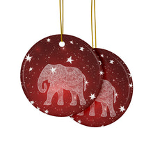 Load image into Gallery viewer, Red and White Elephant Ceramic Ornaments - 544a