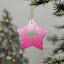 Load image into Gallery viewer, Santa's Pretty Girl Ceramic Ornaments, Pink and Green Ornaments. 542a