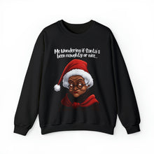 Load image into Gallery viewer, Santa Getting Side Eye Sweatshirt, Humourous Gift for Her, Christmas Gift for Her, Black Mrs Claus, Funny Christmas Sweatshirt - 497a