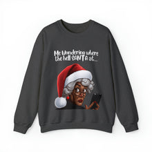 Load image into Gallery viewer, Santa Getting Side Eye Sweatshirt, Humourous Gift for Her, Christmas Gift for Her, Black Mrs Claus, Funny Christmas Sweatshirt - 497c