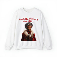 Load image into Gallery viewer, Santa Spills The Tea Sweatshirt, Humourous Gift for Her, Christmas Gift for Her, Black Mrs Claus, Funny Christmas Sweatshirt - 496g