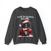 Load image into Gallery viewer, Santa Spills The Tea Sweatshirt, Humourous Gift for Her, Christmas Gift for Her, Black Mrs Claus, Funny Christmas Sweatshirt - 496f