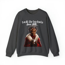 Load image into Gallery viewer, Santa Spills The Tea Sweatshirt, Humourous Gift for Her, Christmas Gift for Her, Black Mrs Claus, Funny Christmas Sweatshirt - 496g