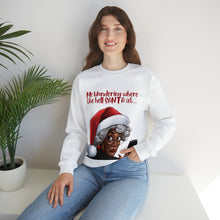 Load image into Gallery viewer, Santa Getting Side Eye Sweatshirt, Humourous Gift for Her, Christmas Gift for Her, Black Mrs Claus, Funny Christmas Sweatshirt - 497c