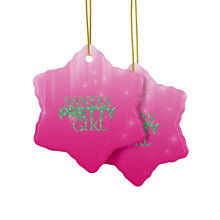 Load image into Gallery viewer, Santa's Pretty Girl Ceramic Ornaments, Pink and Green Ornaments. 542a