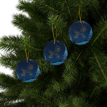 Load image into Gallery viewer, Pretty Poodle Ceramic Ornaments, Blue and Whitegold Ornaments. 545a