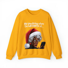 Load image into Gallery viewer, Santa Getting Side Eye Sweatshirt, Humourous Gift for Her, Christmas Gift for Her, Black Mrs Claus, Funny Christmas Sweatshirt - 497c