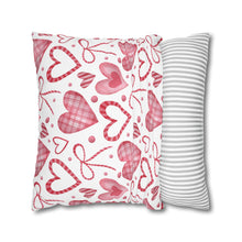 Load image into Gallery viewer, Red and White Hearts Pillow Case, Valentine's Day Decor. Pillow not included. 513a