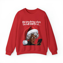 Load image into Gallery viewer, Santa Getting Side Eye Sweatshirt, Humourous Gift for Her, Christmas Gift for Her, Black Mrs Claus, Funny Christmas Sweatshirt - 497c
