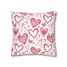 Load image into Gallery viewer, Red and White Hearts Pillow Case, Valentine's Day Decor. Pillow not included. 513a