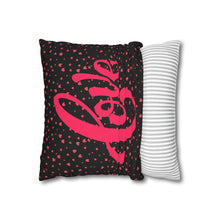 Load image into Gallery viewer, Pink and Black Hearts Pillow Case, Valentine's Day Decor. Pillow not included. 513j