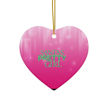 Load image into Gallery viewer, Santa's Pretty Girl Ceramic Ornaments, Pink and Green Ornaments. 542a