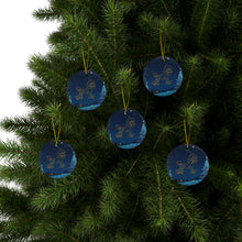 Load image into Gallery viewer, Pretty Poodle Ceramic Ornaments, Blue and Whitegold Ornaments. 545a