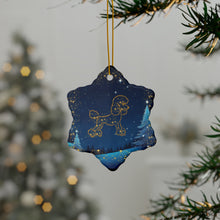 Load image into Gallery viewer, Pretty Poodle Ceramic Ornaments, Blue and Whitegold Ornaments. 545a
