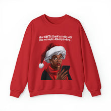 Load image into Gallery viewer, Santa Getting Side Eye Sweatshirt, Humourous Gift for Her, Christmas Gift for Her, Black Mrs Claus, Funny Christmas Sweatshirt - 497b