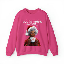 Load image into Gallery viewer, Santa Spills The Tea Sweatshirt, Humourous Gift for Her, Christmas Gift for Her, Black Mrs Claus, Funny Christmas Sweatshirt - 496b