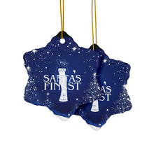 Load image into Gallery viewer, Blue and White Santa's Finest Ceramic Ornaments - 543a