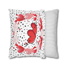 Load image into Gallery viewer, Red, White and Black Hearts Pillow Case, Valentine's Day Decor. Pillow not included. 513f