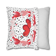 Load image into Gallery viewer, Red, White and Black Hearts Pillow Case, Valentine's Day Decor. Pillow not included. 513f