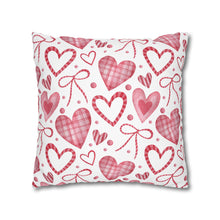 Load image into Gallery viewer, Red and White Hearts Pillow Case, Valentine's Day Decor. Pillow not included. 513a