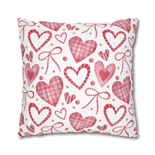 Load image into Gallery viewer, Red and White Hearts Pillow Case, Valentine's Day Decor. Pillow not included. 513a