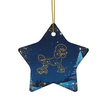 Load image into Gallery viewer, Pretty Poodle Ceramic Ornaments, Blue and Whitegold Ornaments. 545a