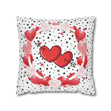Load image into Gallery viewer, Red, White and Black Hearts Pillow Case, Valentine's Day Decor. Pillow not included. 513f