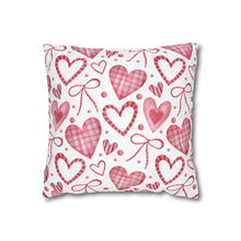 Load image into Gallery viewer, Red and White Hearts Pillow Case, Valentine's Day Decor. Pillow not included. 513a