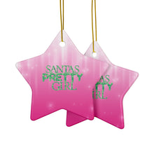 Load image into Gallery viewer, Santa's Pretty Girl Ceramic Ornaments, Pink and Green Ornaments. 542a