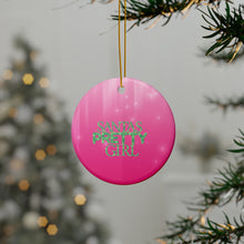 Load image into Gallery viewer, Santa's Pretty Girl Ceramic Ornaments, Pink and Green Ornaments. 542a