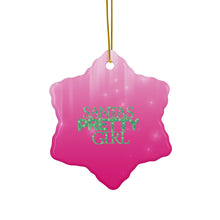 Load image into Gallery viewer, Santa's Pretty Girl Ceramic Ornaments, Pink and Green Ornaments. 542a