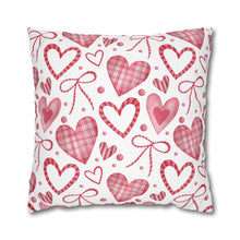 Load image into Gallery viewer, Red and White Hearts Pillow Case, Valentine's Day Decor. Pillow not included. 513a