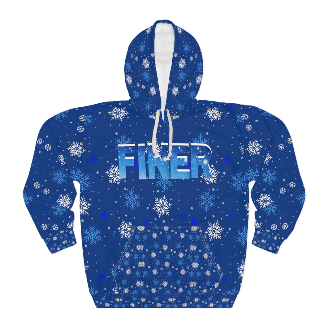 Finer Pullover Hoodie for Zeta, Blue and White on Blue Hoodie . -  570c