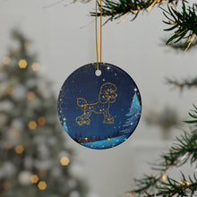 Load image into Gallery viewer, Pretty Poodle Ceramic Ornaments, Blue and Whitegold Ornaments. 545a