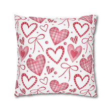 Load image into Gallery viewer, Red and White Hearts Pillow Case, Valentine's Day Decor. Pillow not included. 513a