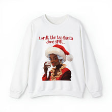 Load image into Gallery viewer, Santa Spills The Tea Sweatshirt, Humourous Gift for Her, Christmas Gift for Her, Black Mrs Claus, Funny Christmas Sweatshirt - 496c
