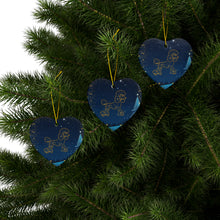 Load image into Gallery viewer, Pretty Poodle Ceramic Ornaments, Blue and Whitegold Ornaments. 545a