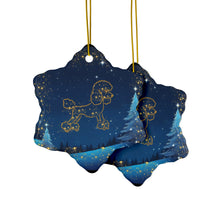 Load image into Gallery viewer, Pretty Poodle Ceramic Ornaments, Blue and Whitegold Ornaments. 545a