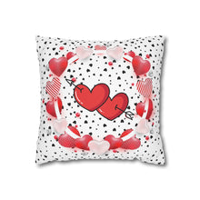 Load image into Gallery viewer, Red, White and Black Hearts Pillow Case, Valentine's Day Decor. Pillow not included. 513f