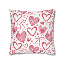 Load image into Gallery viewer, Red and White Hearts Pillow Case, Valentine's Day Decor. Pillow not included. 513a