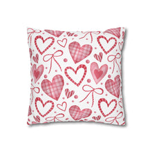 Load image into Gallery viewer, Red and White Hearts Pillow Case, Valentine's Day Decor. Pillow not included. 513a