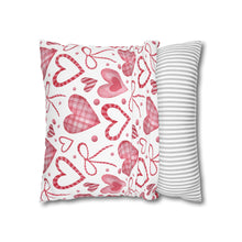 Load image into Gallery viewer, Red and White Hearts Pillow Case, Valentine's Day Decor. Pillow not included. 513a