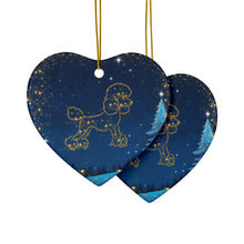 Load image into Gallery viewer, Pretty Poodle Ceramic Ornaments, Blue and Whitegold Ornaments. 545a
