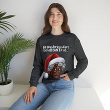 Load image into Gallery viewer, Santa Getting Side Eye Sweatshirt, Humourous Gift for Her, Christmas Gift for Her, Black Mrs Claus, Funny Christmas Sweatshirt - 497c