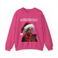 Load image into Gallery viewer, Santa Getting Side Eye Sweatshirt, Humourous Gift for Her, Christmas Gift for Her, Black Mrs Claus, Funny Christmas Sweatshirt - 497b