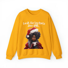 Load image into Gallery viewer, Santa Spills The Tea Sweatshirt, Humourous Gift for Her, Christmas Gift for Her, Black Mrs Claus, Funny Christmas Sweatshirt - 496h