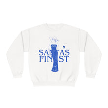 Load image into Gallery viewer, Santa&#39;s Finest Zeta Blue and White Christmas Sweatshirt - 523a

